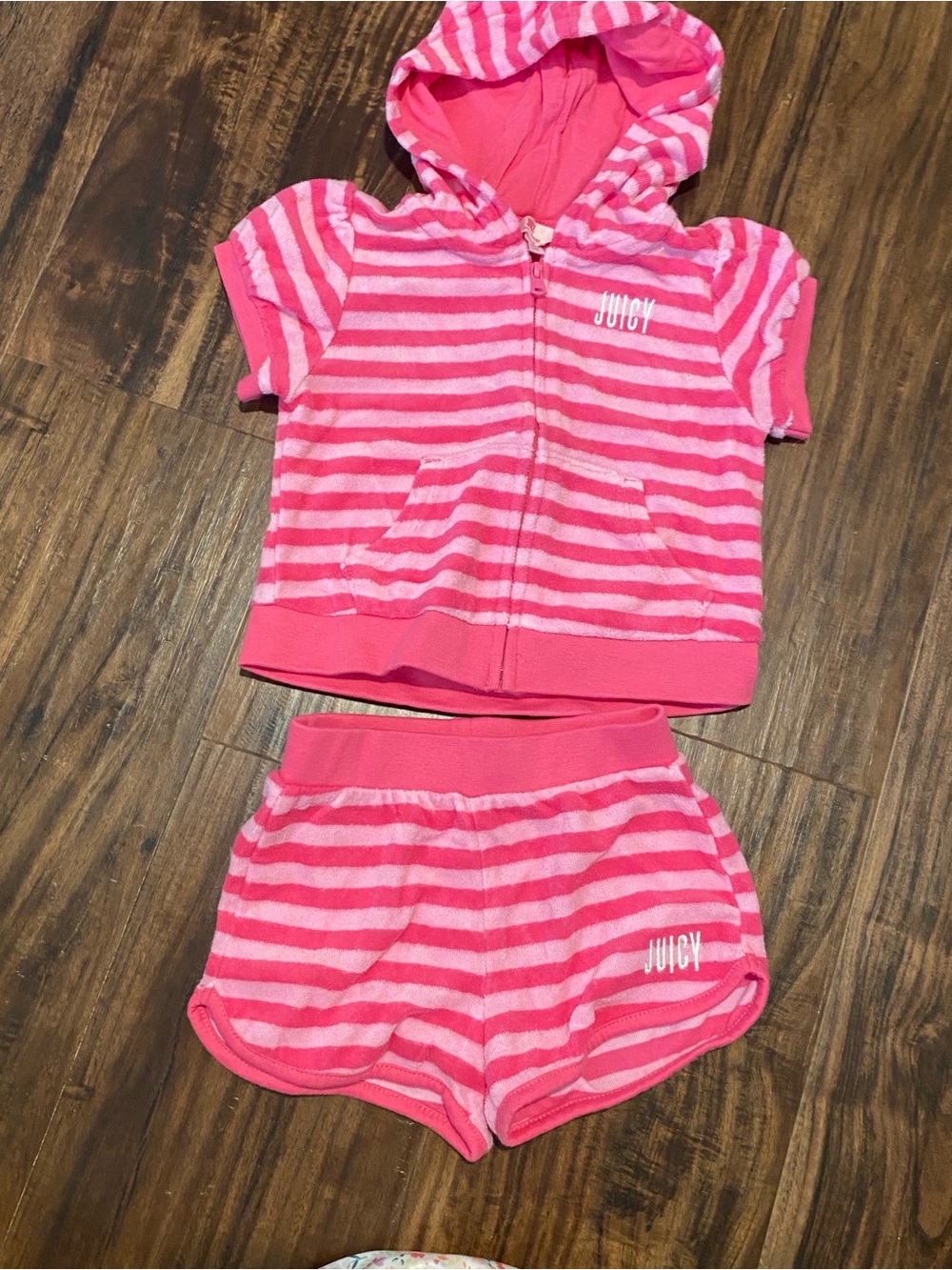 Juicy Couture Pink Stripe Short Set